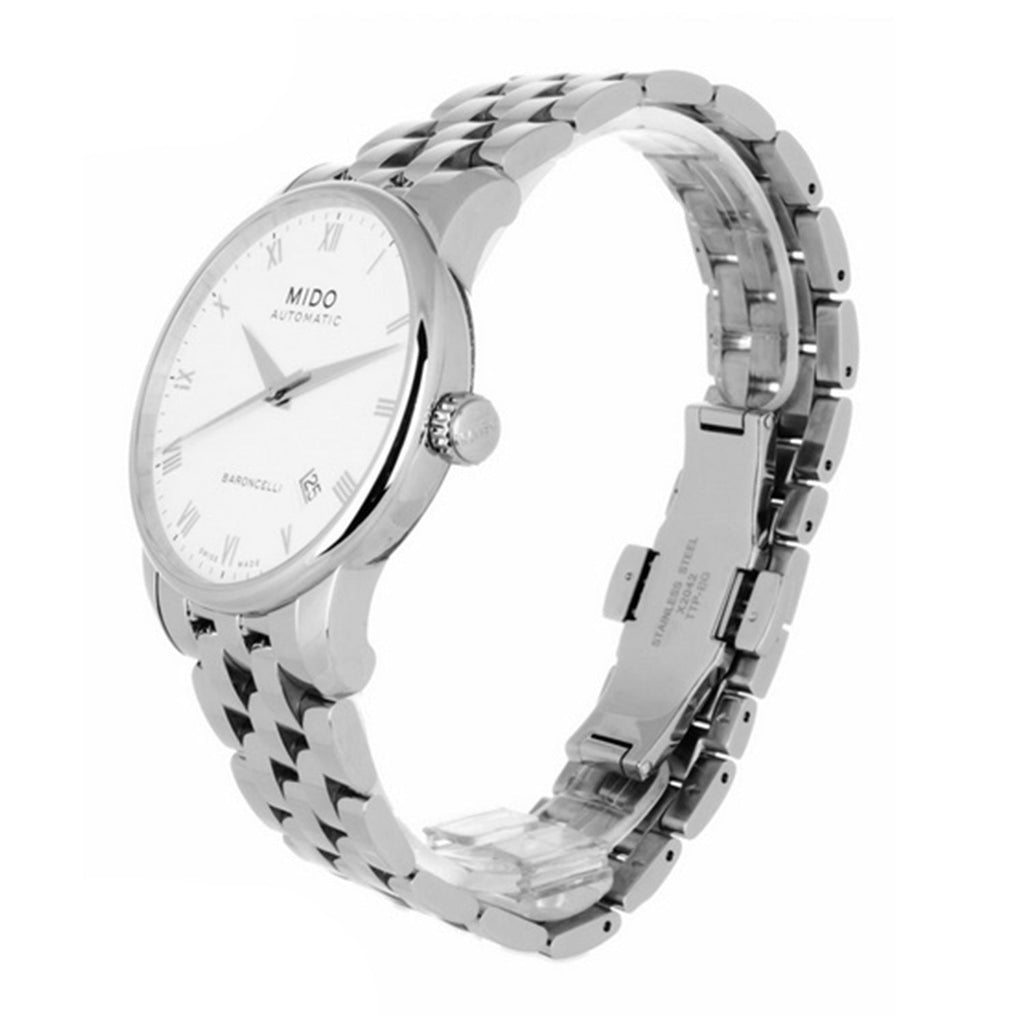 Mido Baroncelli II Automatic White Dial Silver Steel Strap Watch For Men - M8600.4.26.1 Buy Now By Mido