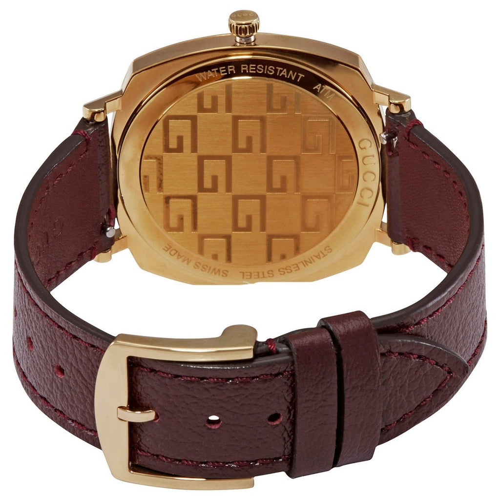 Gucci Grip Quartz Yellow Gold Dial Maroon Leather Strap Watch For Women - YA157405 Buy Now By Gucci