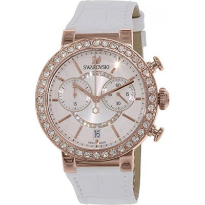 Swarovski Citra Sphere Chrono White Dial White Leather Strap Watch for Women - 5080602 Buy Now By Swarovski