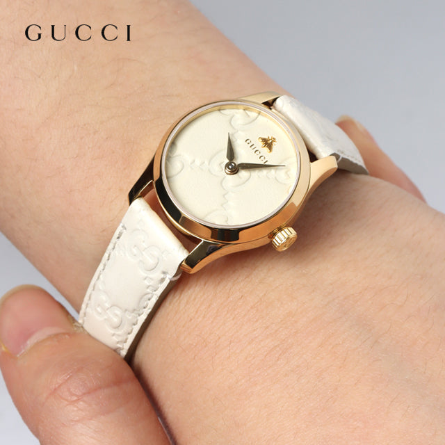 Gucci G Timeless Quartz White Dial White Leather Strap Watch For Women - YA126580A Buy Now By Gucci