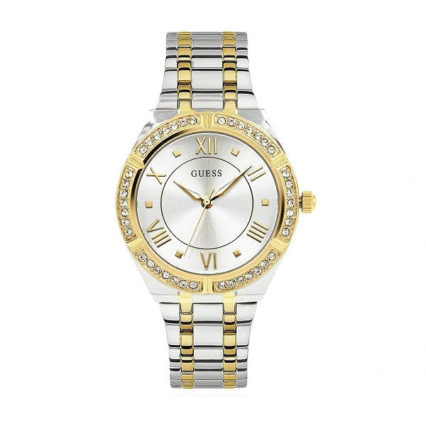 Guess Cosmo Diamonds Silver Dial Two Tone Steel Strap Watch for Women - GW0033L4 Buy Now By Guess