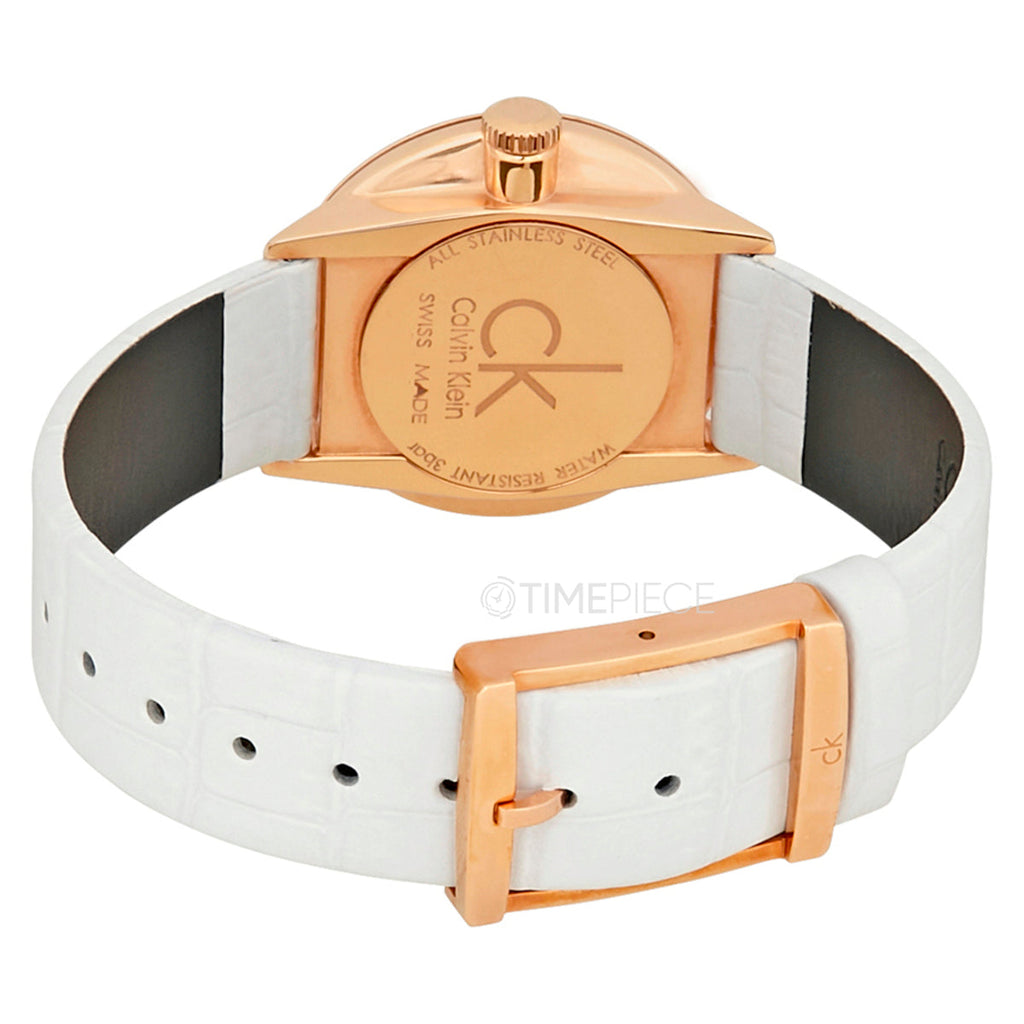 Calvin Klein Accent Silver Dial White Leather Strap Watch for Women - K2Y236K6 Buy Now By Calvin Klein