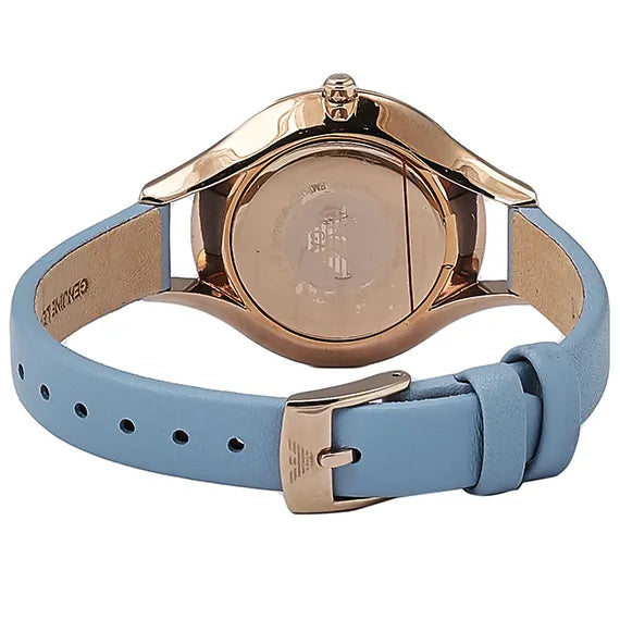 Emporio Armani Aurora Quartz Mother of Pearl White Dial Blue Leather Strap Watch For Women - AR11109 Buy Now By Emporio Armani