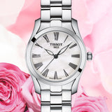 Tissot T Wave T Lady Mother of Pearl Dial Silver Steel Strap Watch For Women - T112.210.11.113.00 Buy Now By Tissot