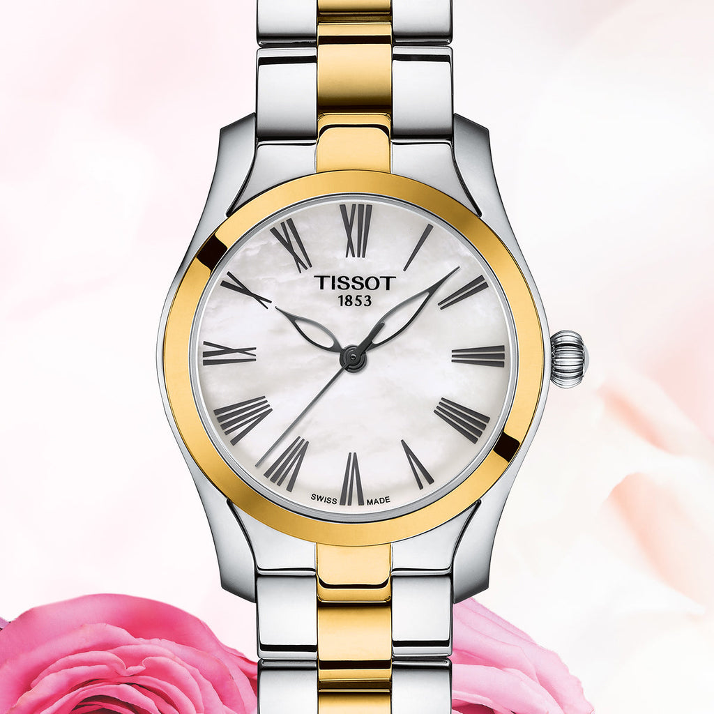 Tissot T Wave Lady White Mother of Pearl Dial Two Tone Steel Strap Watch For Women - T112. 210. 22. 113. 00 Buy Now By Tissot