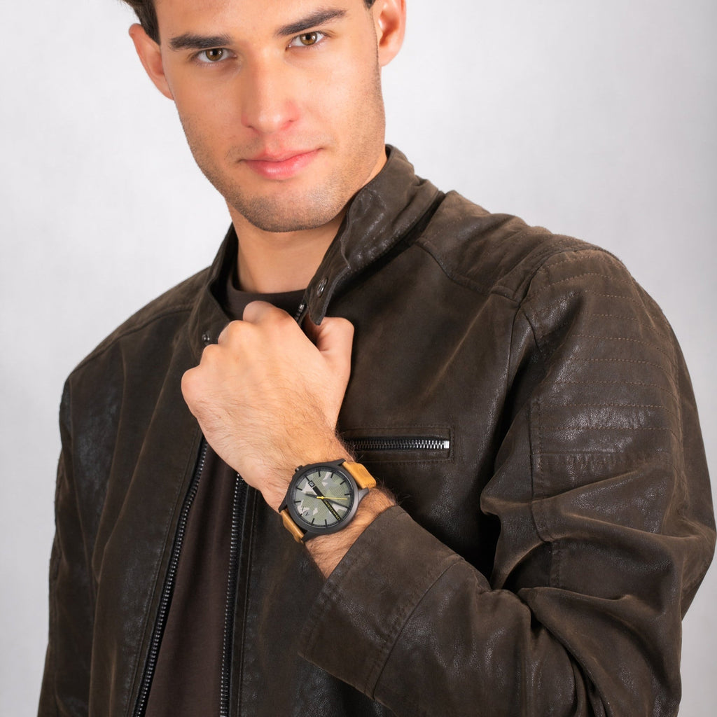 Armani Exchange Hampton Chronograph Green Dial Brown Leather Strap Watch For Men - AX2412 Buy Now By Armani Exchange