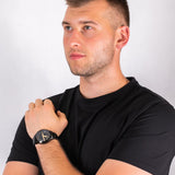 Armani Exchange Hampton Chronograph Black Dial Black Steel Strap Watch For Men - AX2413