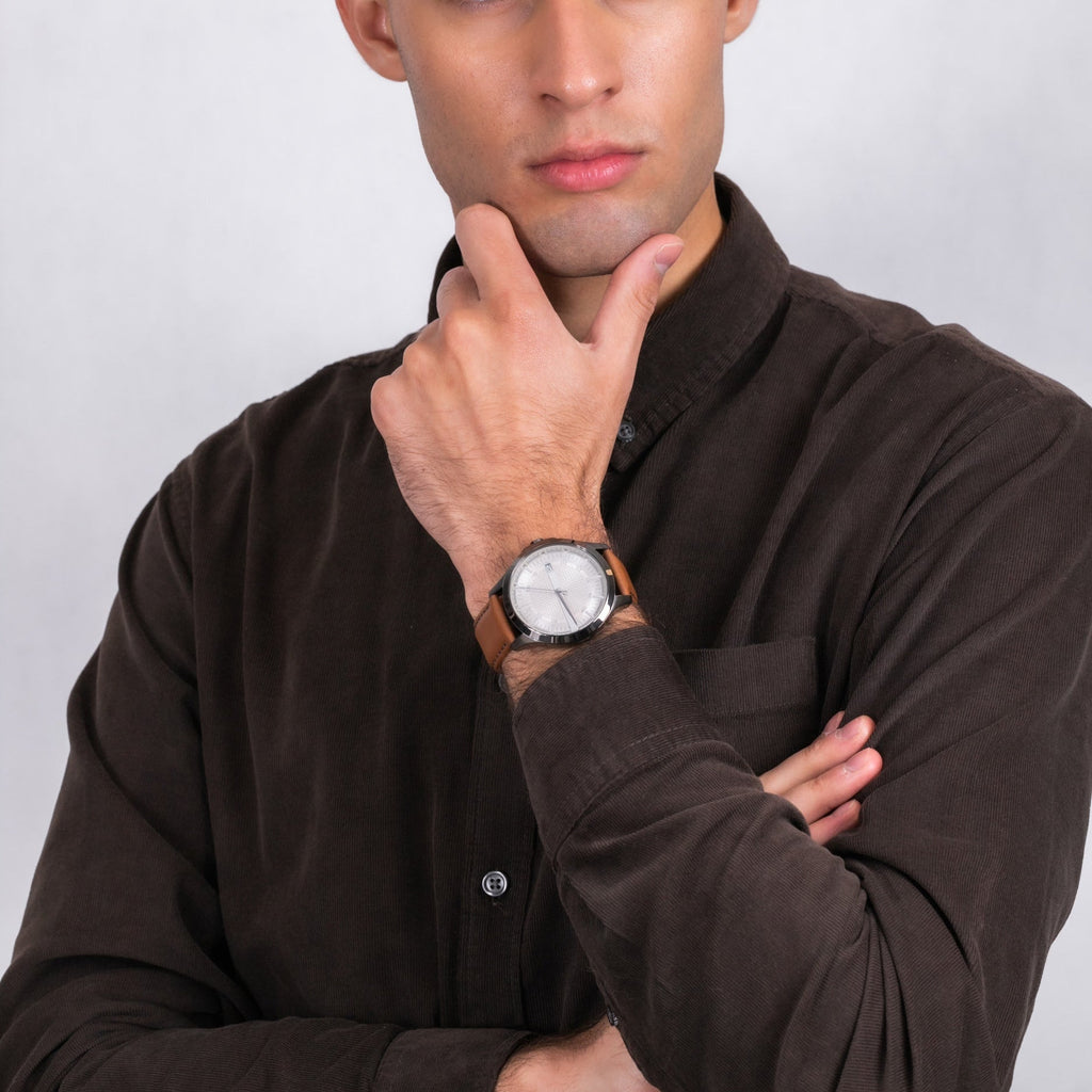 Armani Exchange Hampton Chronograph Grey Dial Brown Leather Strap Watch For Men - AX2414 Buy Now By Armani Exchange