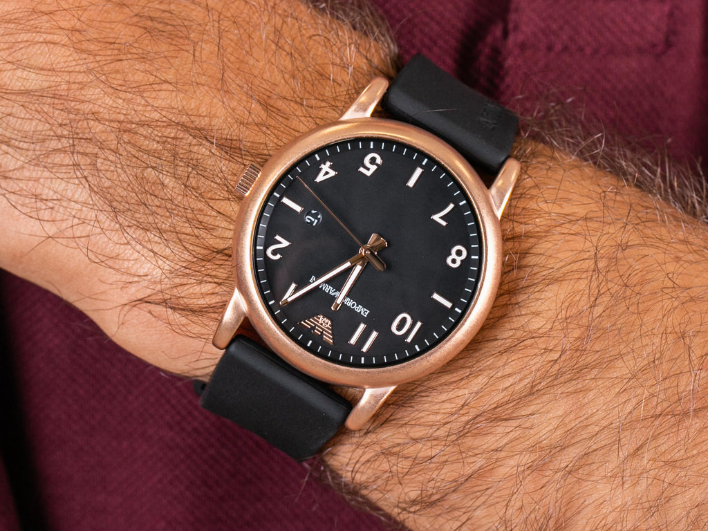 Emporio Armani Luigi Quartz Black Dial Black Rubber Strap Watch For Men - AR11097 Buy Now By Emporio Armani