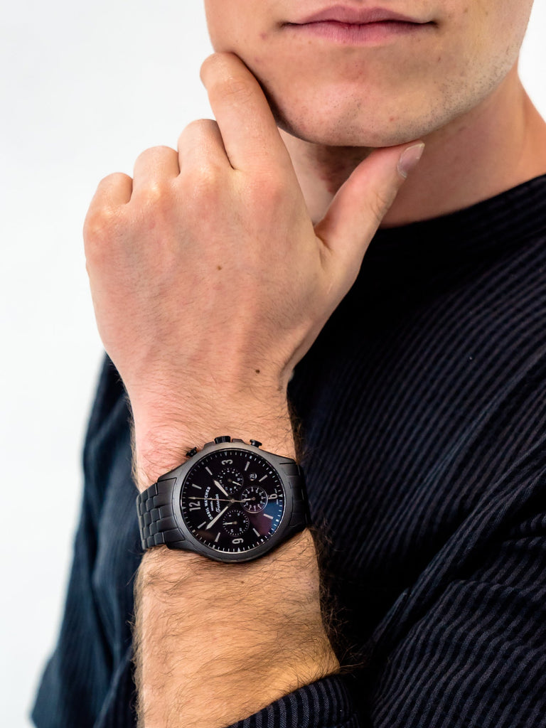 Fossil Forrester Chronograph Black Dial Black Steel Strap Watch for Men - FS5697 Buy Now By Fossil