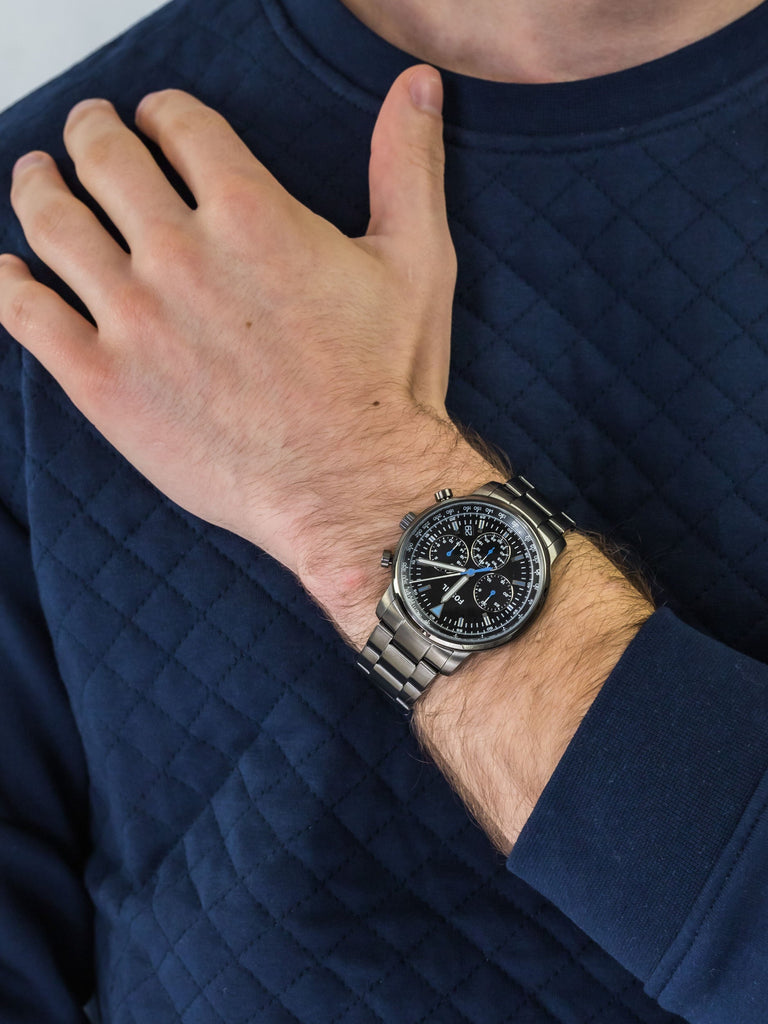 Fossil Goodwin Chrono Analog Black Dial Grey Steel Strap Watch for Men - FS5518 Buy Now By Fossil