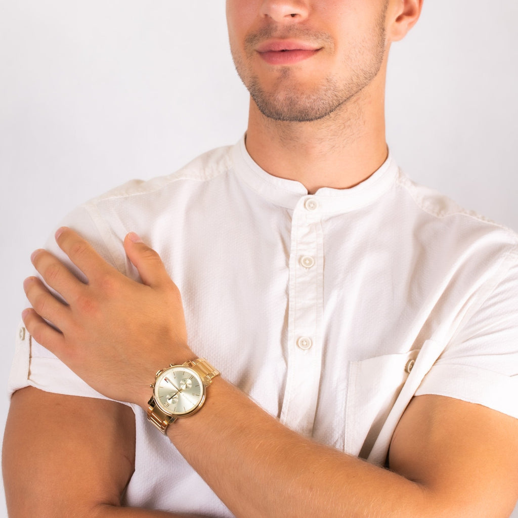 Tommy Hilfiger Daniel White Dial Gold Steel Strap Watch for Men - 1710415 Buy Now By Tommy Hilfiger