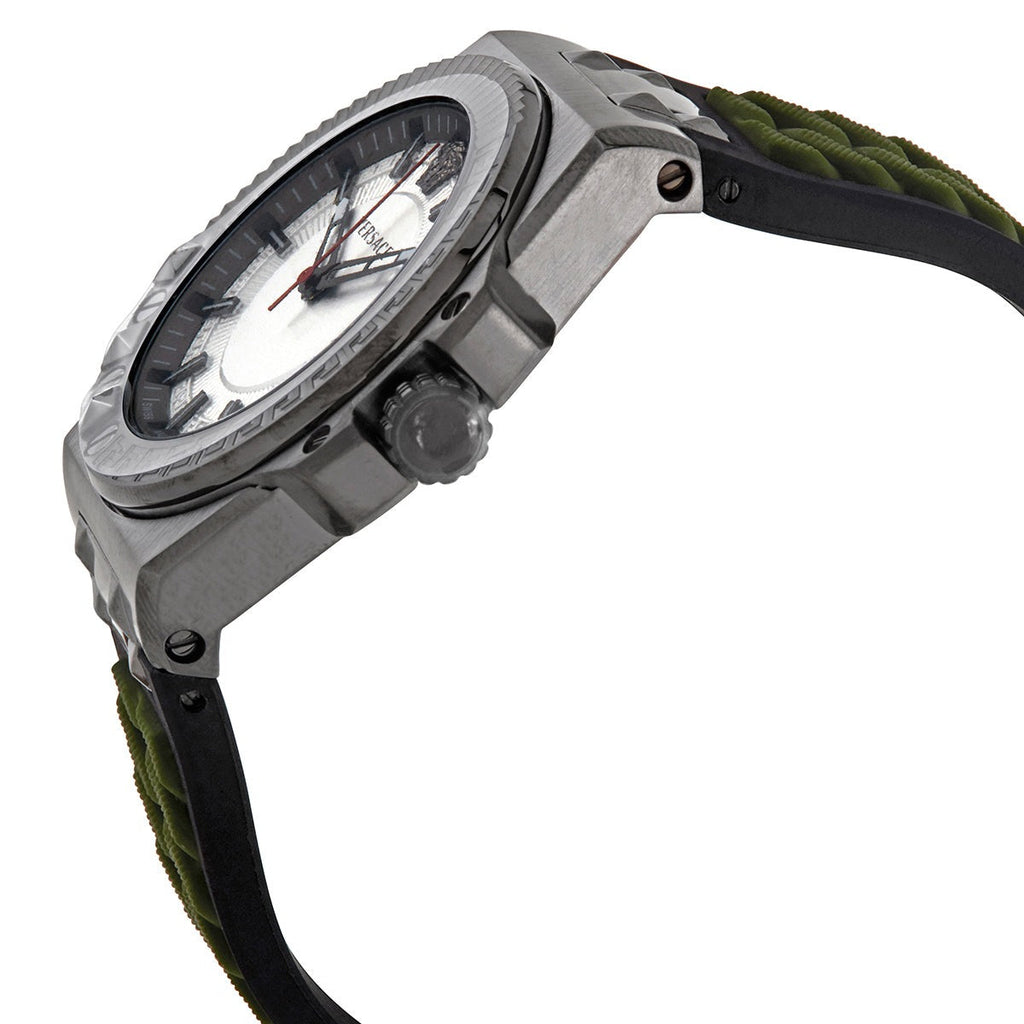 Versace Chain Reaction Quartz White Dial Green Rubber Strap Watch for Men - VEDY00419 Buy Now By Versace