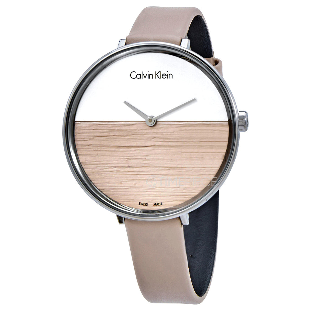 Calvin Klein Rise White Beige Dial Beige Leather Strap Watch for Women - K7A231XH Buy Now By Calvin Klein