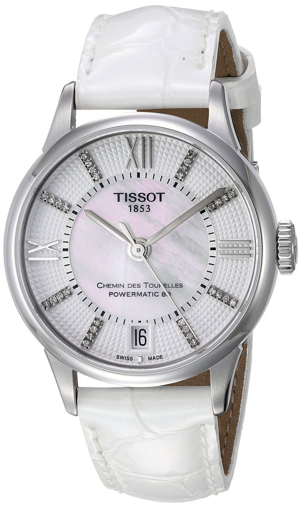 Tissot Chemin Des Tourelles Powermatic 80 Lady White Dial White Leather Strap Watch For Women - T099.207.16.116.00 Buy Now By Tissot