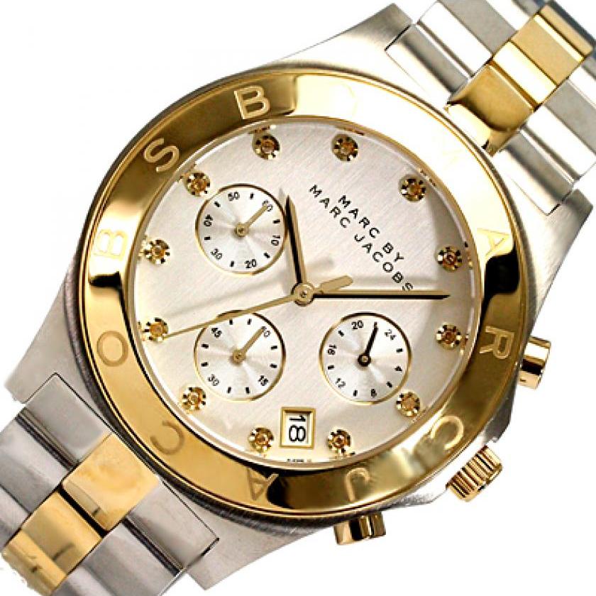 Marc Jacobs Blade Chronograph Silver Dial Two Tone Steel Strap Watch for Women - MBM3177 Buy Now By Marc Jacobs