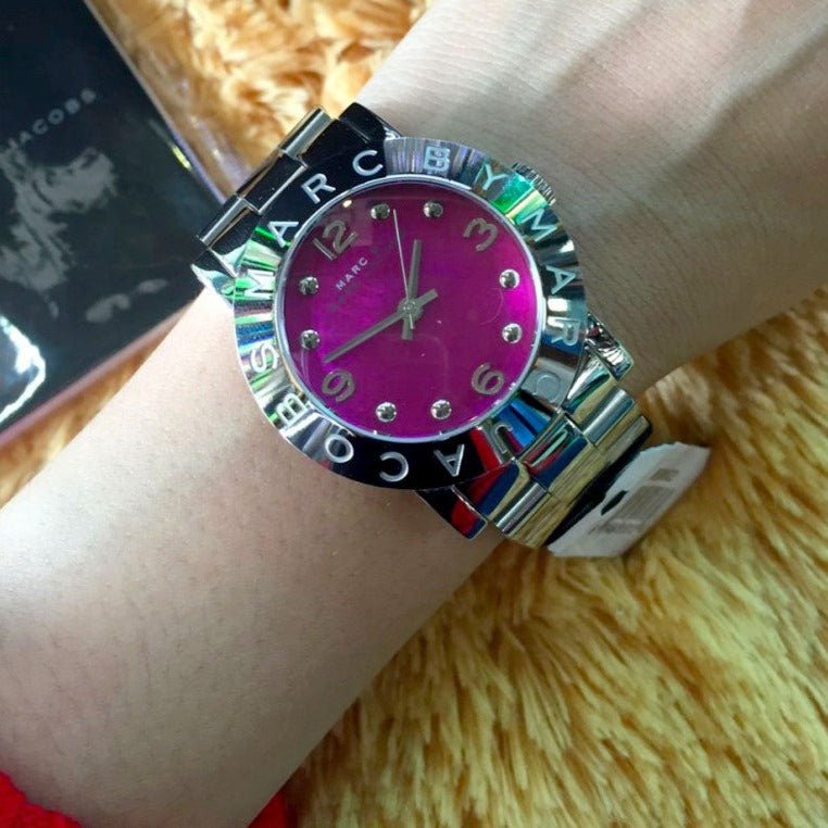 Marc Jacobs Amy Pink Dial Silver Steel Strap Watch for Women - MBM8623 Buy Now By Marc Jacobs