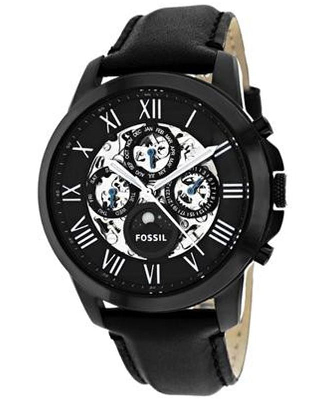 Fossil Grant Automatic Black Dial Black Leather Strap Watch for Men - ME3028 Buy Now By Fossil