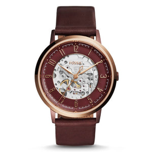 Fossil Vintage Muse Automatic Skeleton Maroon Dial Maroon Leather Strap Watch for Women - ME3137 Buy Now By Fossil