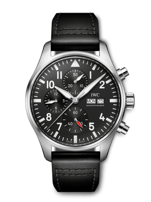 IWC Pilot's Watch Chronograph Black Dial Black Leather Strap Watch for Men - IW377709 Buy Now By IWC