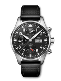 IWC Pilot's Watch Chronograph Black Dial Black Leather Strap Watch for Men - IW377709 Buy Now By IWC