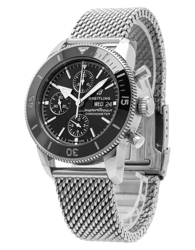 Breitling Superocean Heritage Chronograph 44 Black Dial Silver Mesh Bracelet Watch for Men - A13313121B1A1 Buy Now By Breitling