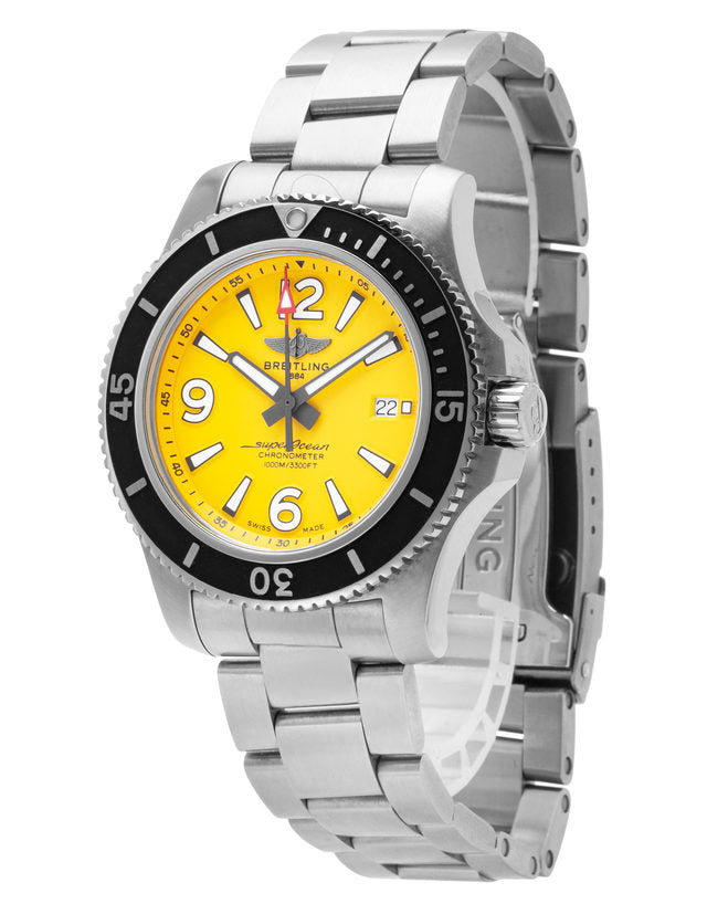 Breitling Superocean II Automatic 44mm Yellow Dial Silver Steel Strap Watch for Men - A17367021I1A1 Buy Now By Breitling