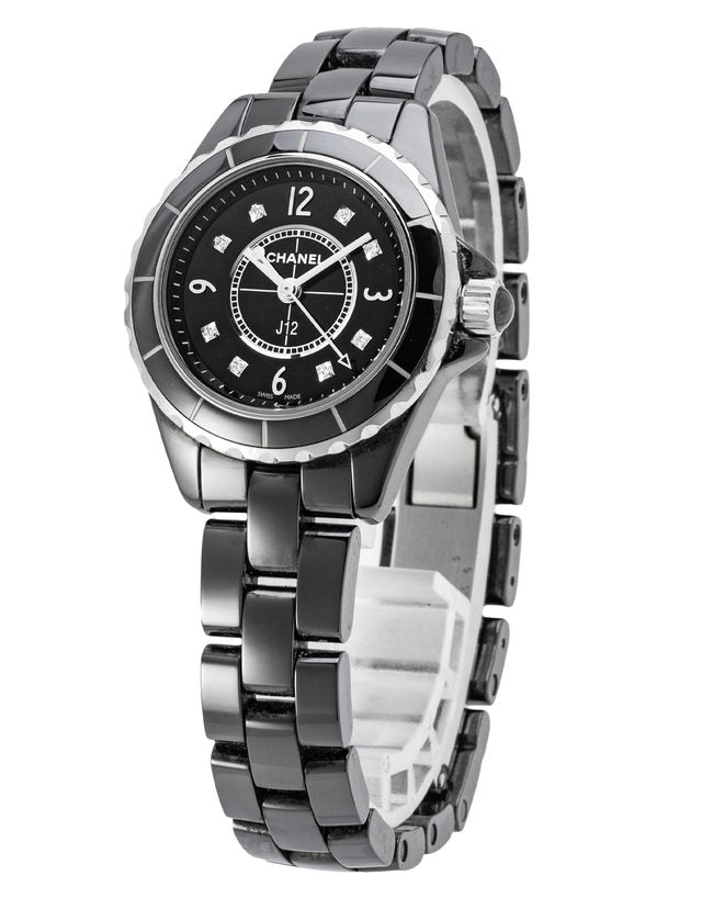 Chanel J12 Diamonds Black Dial Black Steel Strap Watch for Women - J12 H2569 Buy Now By Chanel