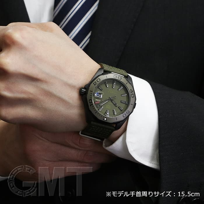 Tag Heuer Aquaracer Automatic Green Dial Khakhi Green Nylon Strap Watch for Men - WAY208E.FC8222 Buy Now By Tag Heuer