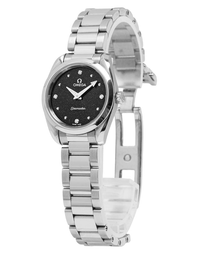 Omega Seamaster Aqua Terra Quartz Diamond Black Dial Silver Steel Strap Watch for Women - 220.10.28.60.51.001 Buy Now By Omega