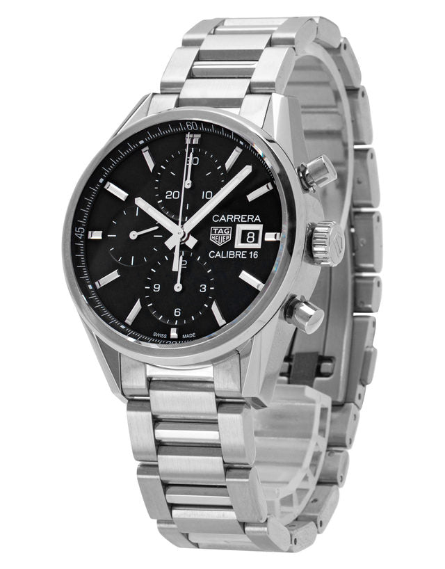 Tag Heuer Carrera Automatic Chronograph Black Dial Silver Steel Strap Watch for Men - CBK2110.BA0715 Buy Now By Tag Heuer