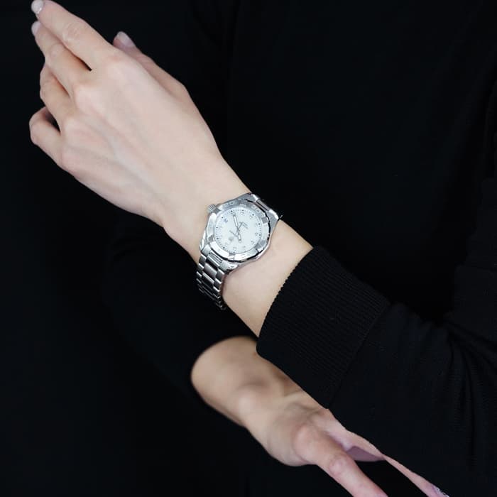 Tag Heuer Aquaracer Diamonds Mother of Pearl Dial Silver Steel Strap Watch for Women - WBD131B.BA0748