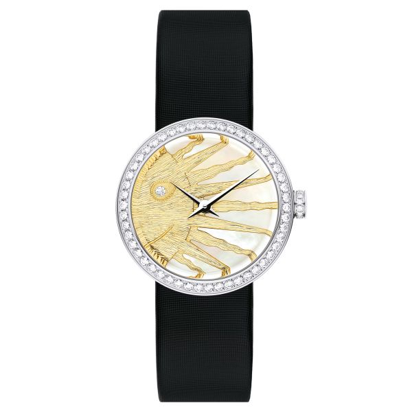Dior La D De Dior Dior Rose Céleste Diamonds Mother of Pearl Dial Black Leather Strap Watch for Women - CD04711X1001 0000 Buy Now By Dior