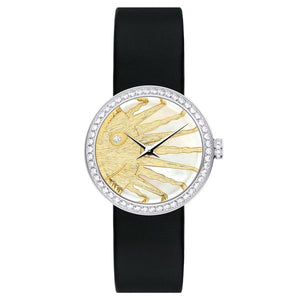 Dior La D De Dior Dior Rose Céleste Diamonds Mother of Pearl Dial Black Leather Strap Watch for Women - CD04711X1001 0000 Buy Now By Dior