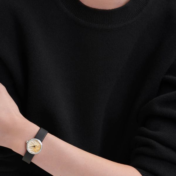 Dior La D De Dior Dior Rose Céleste Diamonds Mother of Pearl Dial Black Leather Strap Watch for Women - CD04711X1001 0000 Buy Now By Dior