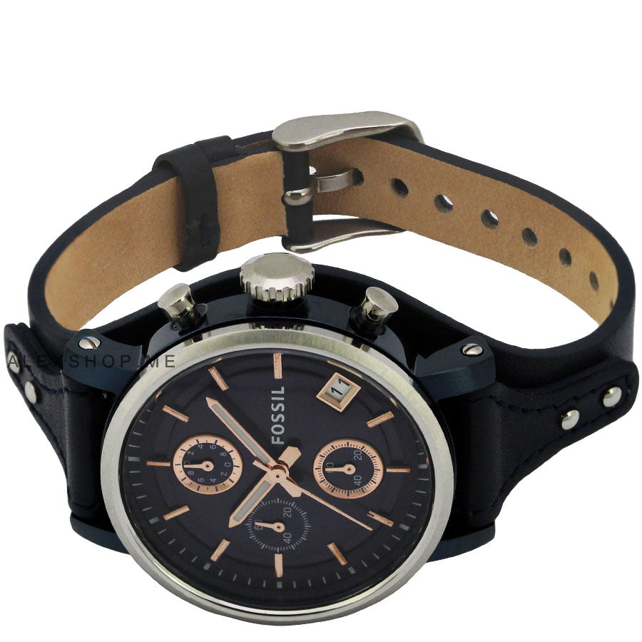 Fossil Boyfriend Sport Chronograph Blue Dial Blue Leather Strap Watch for Women - ES4113 Buy Now By Fossil
