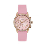 Guess Solar Rose Gold Dial Pink Rubber Strap Watch For Women - W1135L2 Buy Now By Guess