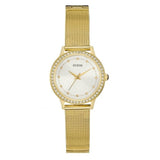 Guess Chelsea Crystals Mother of Pearl White Dial Gold Mesh Bracelet Watch For Women - W0647L7 Buy Now By Guess