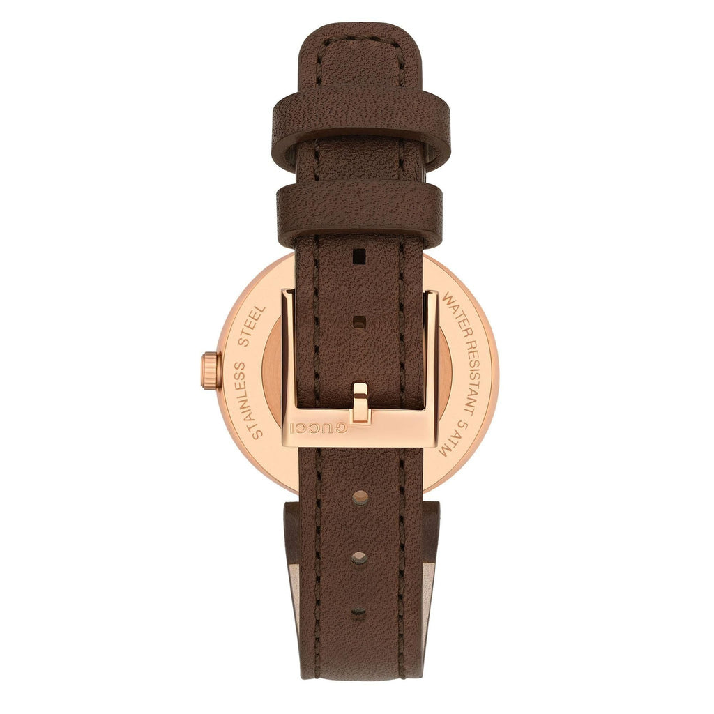 Gucci G Interlocking Mother of Pearl Dial Brown Leather Strap Watch For Women - YA133516 Buy Now By Gucci