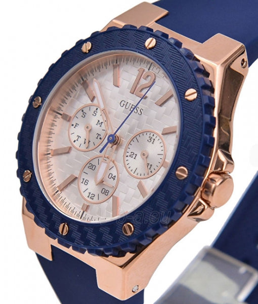 Guess Overdrive White Dial Blue Rubber Strap Watch for Women - W0149L5 Buy Now By Guess