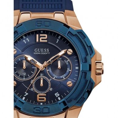 Guess Genesis Quartz Blue Dial Blue Silicone Strap Watch For Men - W1254G3 Buy Now By Guess