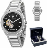 Maserati Stile Skeleton Automatic Black Dial Silver Steel Strap Watch For Men - R8823142002 Buy Now By Maserati