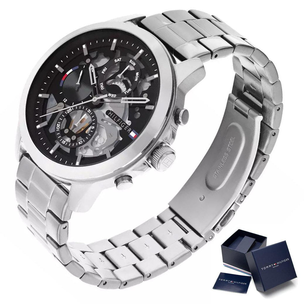 Tommy Hilfiger Henry Chronograph Black Dial Silver Steel Strap Watch For Men - 1710477 Buy Now By Tommy Hilfiger