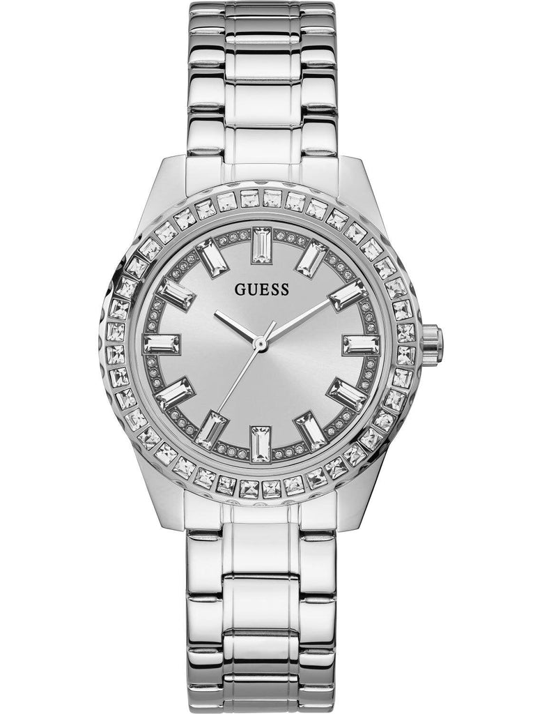 Guess Sparkler Diamonds Silver Dial Silver Steel Strap Watch for Women - GW0111L1 Buy Now By Guess
