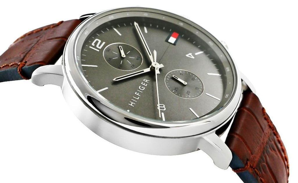 Tommy Hilfiger Daniel Grey Dial Brown Leather Strap Watch for Men - 1710416 Buy Now By Tommy Hilfiger