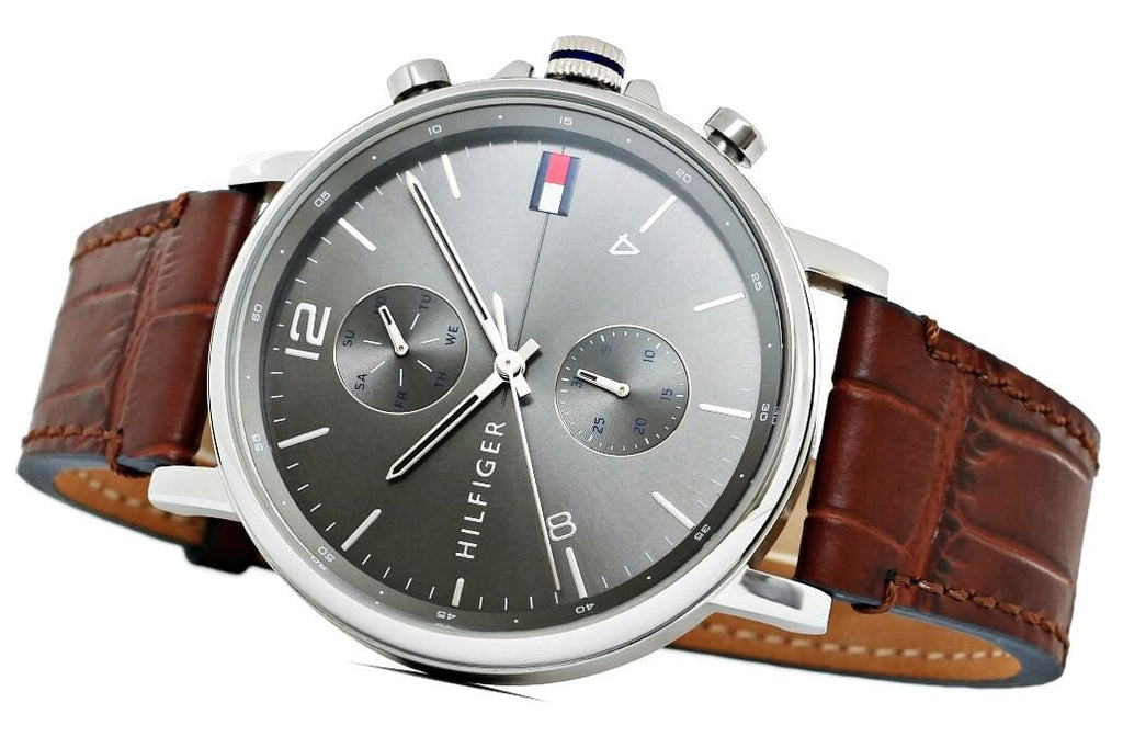 Tommy Hilfiger Daniel Grey Dial Brown Leather Strap Watch for Men - 1710416 Buy Now By Tommy Hilfiger