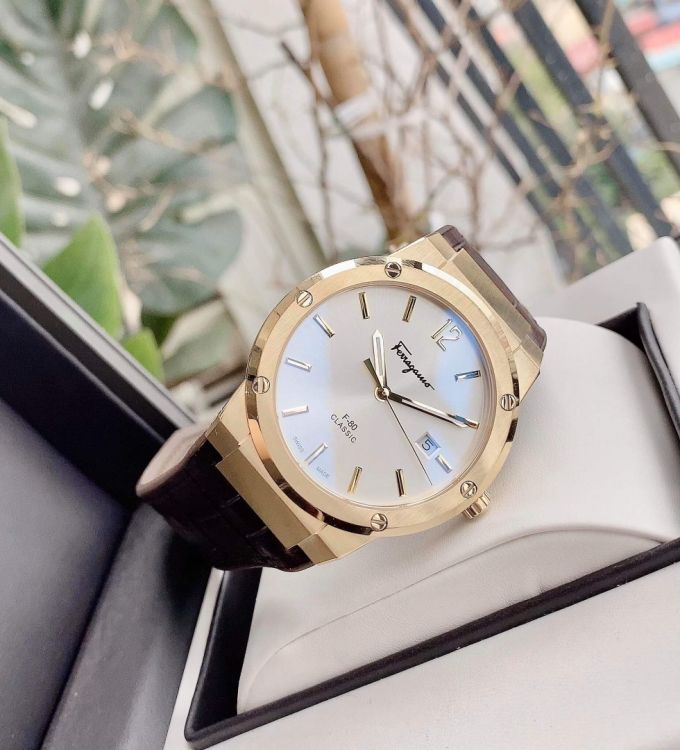 Salvatore Ferragamo F-80 Classic Silver Dial Brown Leather Strap Watch for Men - SFDT00419 Buy Now By Salvatore Ferragamo