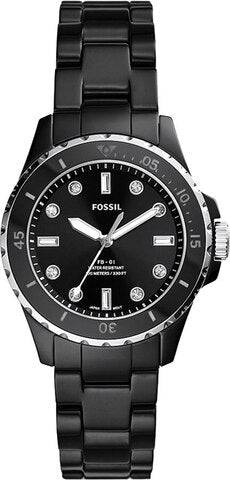 Fossil FB-01 Three-Hand Black Dial Black Ceramic Strap Watch for Women - CE1108 Buy Now By Fossil