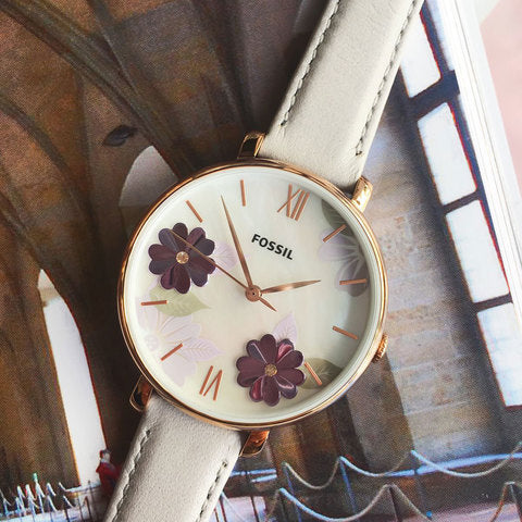 Fossil Jacqueline Mother of Pearl Dial Grey Leather Strap Watch for Women - ES4672 Buy Now By Fossil