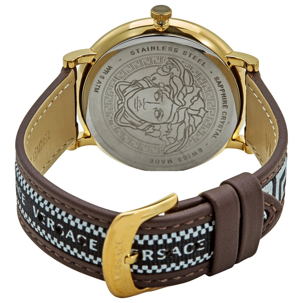 Versace V-Circle Quartz Black Dial Brown Leather Strap Watch for Men - VEBQ01619 Buy Now By Versace